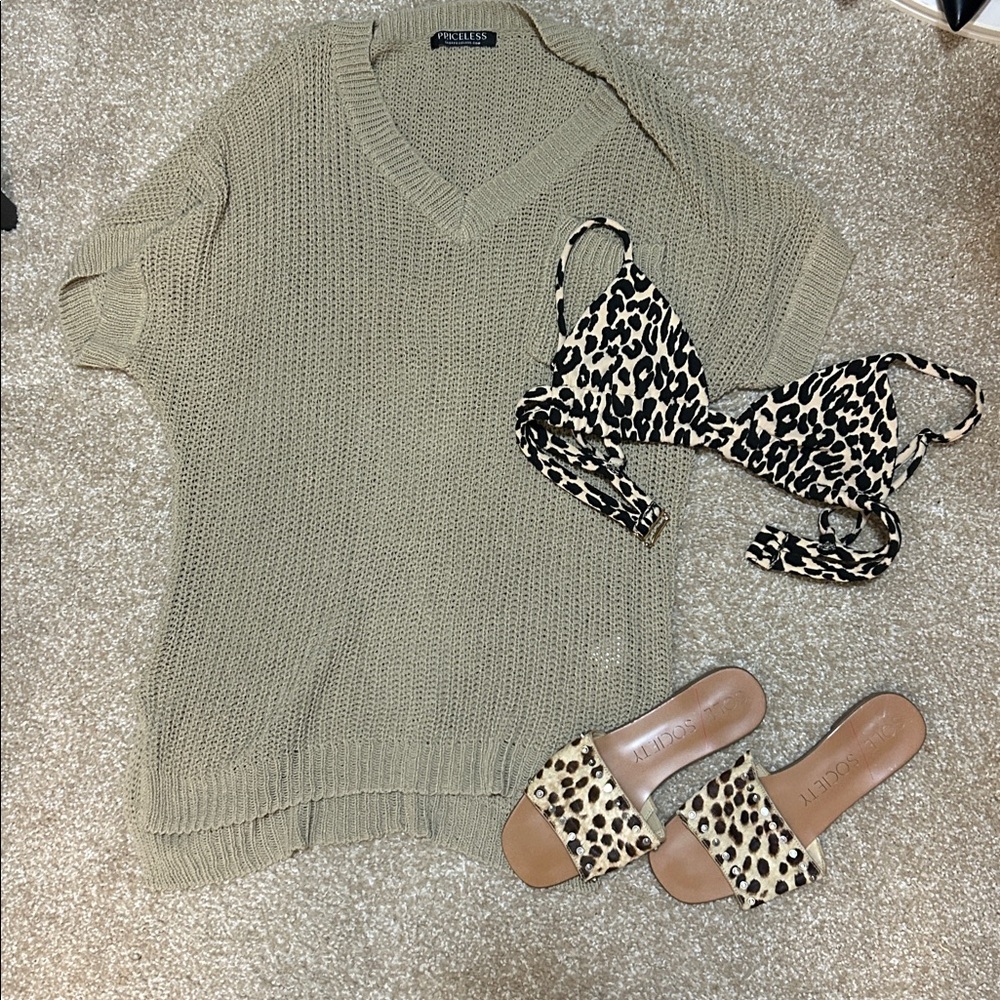 Beige Knit Sweater Cover-up